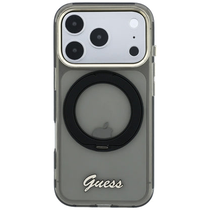 MagSafe futrola za Apple iPhone 18 Pro Max / 17 Pro Max, Guess, Ring Stand Script Metal Logo, Crna