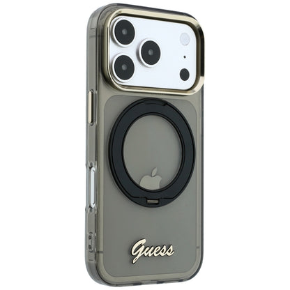 MagSafe futrola za Apple iPhone 18 Pro Max / 17 Pro Max, Guess, Ring Stand Script Metal Logo, Crna