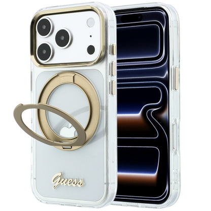 MagSafe futrola za Apple iPhone 18 Pro Max / 17 Pro Max, Guess, Ring Stand Script Metal Logo, Providna