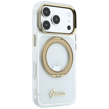 MagSafe futrola za Apple iPhone 18 Pro Max / 17 Pro Max, Guess, Ring Stand Script Metal Logo, Providna