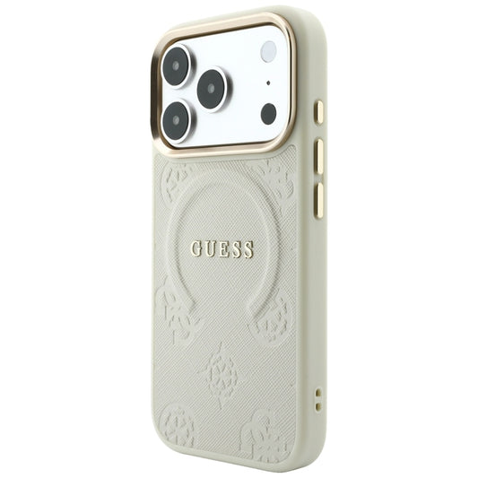 MagSafe futrola za Apple iPhone 18 Pro Max / 17 Pro Max, Guess, Saffiano Peony Hot Stamp, Bež