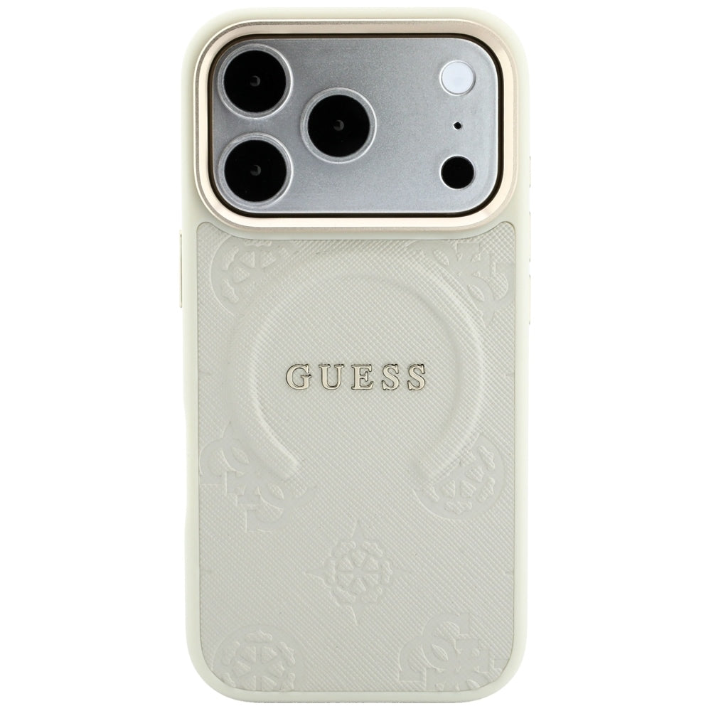 MagSafe futrola za Apple iPhone 18 Pro Max / 17 Pro Max, Guess, Saffiano Peony Hot Stamp, Bež