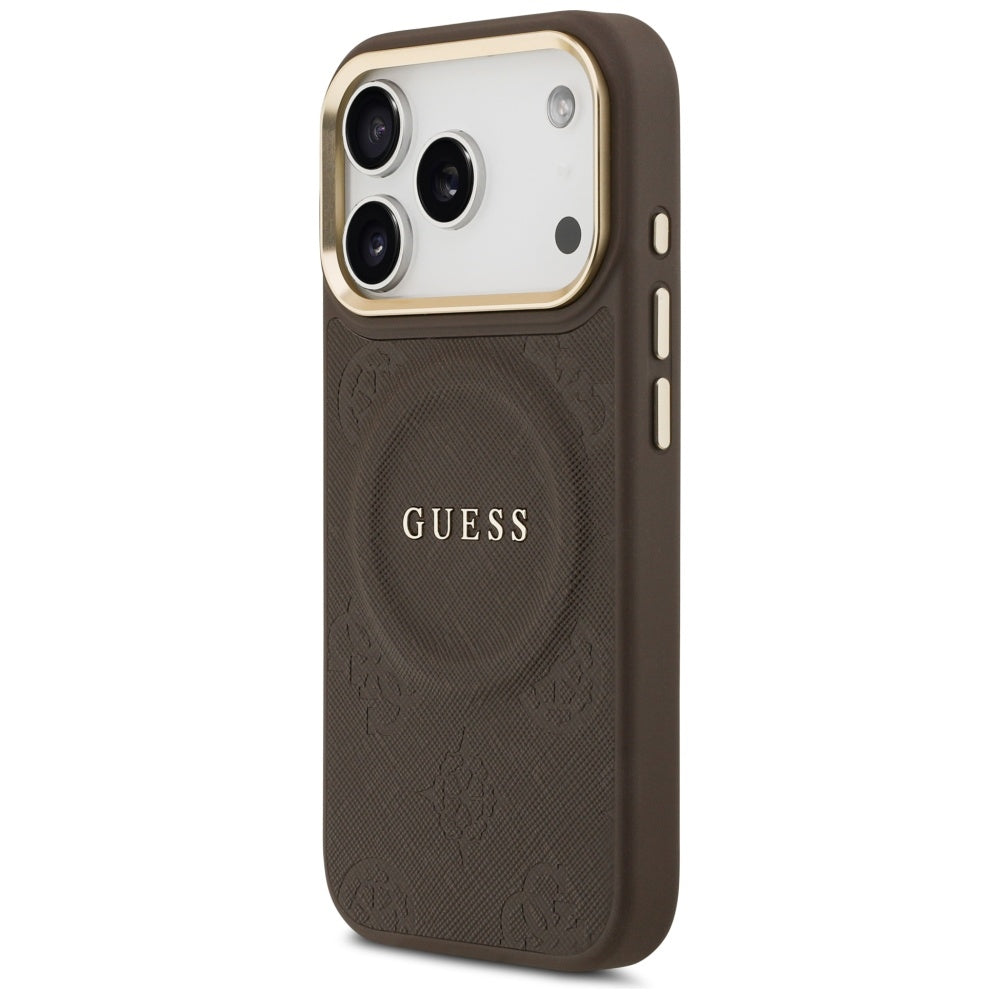 MagSafe futrola za Apple iPhone 18 Pro Max / 17 Pro Max, Guess, Saffiano Peony Ring, braon