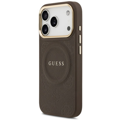 MagSafe futrola za Apple iPhone 18 Pro Max / 17 Pro Max, Guess, Saffiano Peony Ring, braon