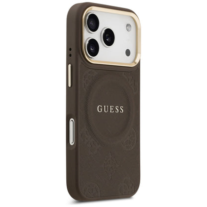 MagSafe futrola za Apple iPhone 18 Pro Max / 17 Pro Max, Guess, Saffiano Peony Ring, braon