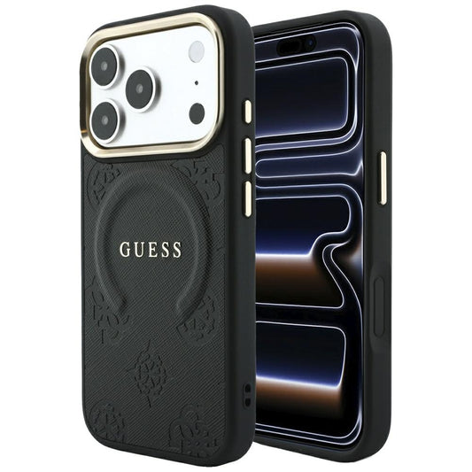 MagSafe futrola za Apple iPhone 18 Pro Max / 17 Pro Max, Guess, Saffiano Peony Ring, Crna