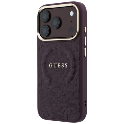 MagSafe futrola za Apple iPhone 18 Pro Max / 17 Pro Max, Guess, Saffiano Peony Ring, Bordo