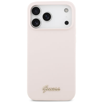MagSafe futrola za Apple iPhone 18 Pro Max / 17 Pro Max, Guess, Script Metal Logo, Roze