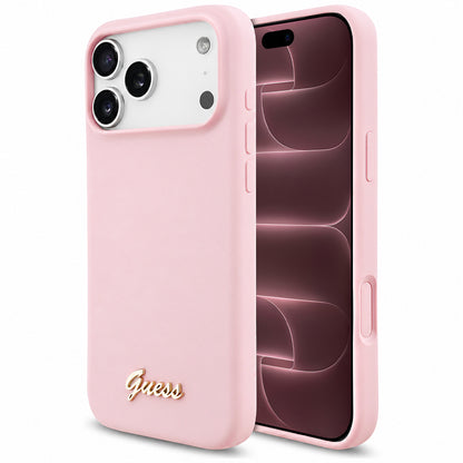 MagSafe futrola za Apple iPhone 18 Pro Max / 17 Pro Max, Guess, Script Metal Logo, Roze