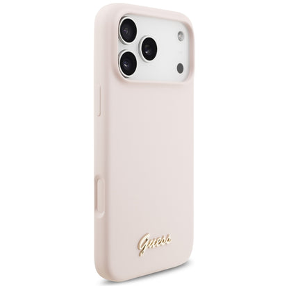 MagSafe futrola za Apple iPhone 18 Pro Max / 17 Pro Max, Guess, Script Metal Logo, Roze