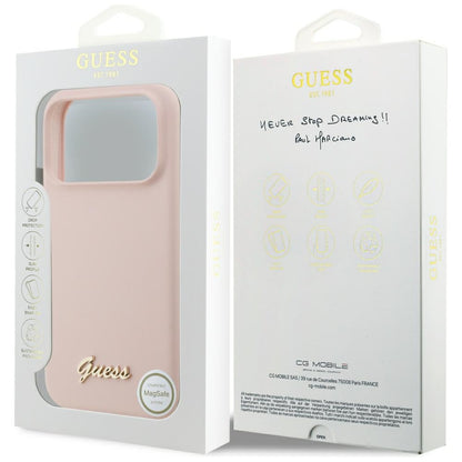 MagSafe futrola za Apple iPhone 18 Pro Max / 17 Pro Max, Guess, Script Metal Logo, Roze
