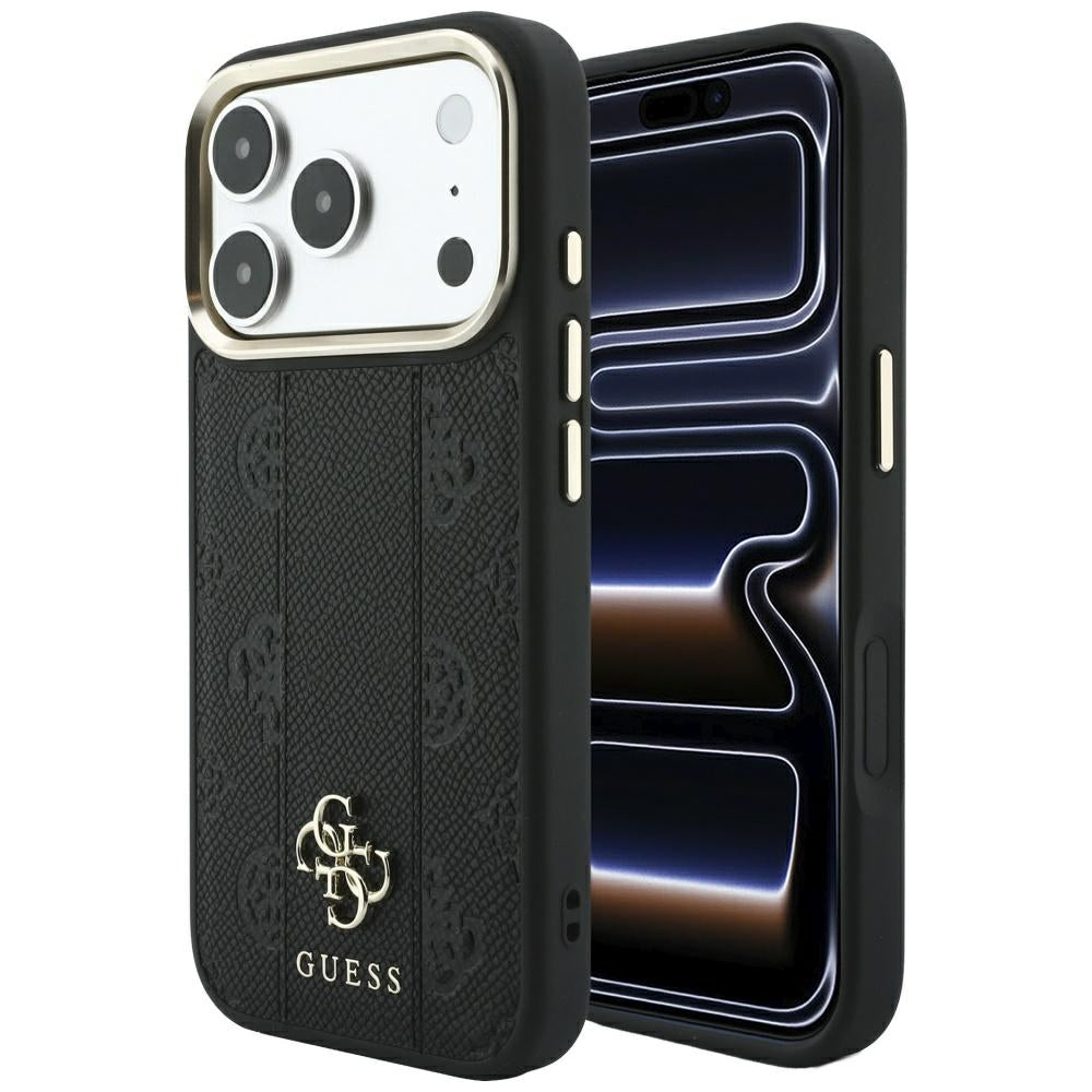 MagSafe futrola za Apple iPhone 18 Pro Max / 17 Pro Max, Guess, Stripe Peony 4G, Crna