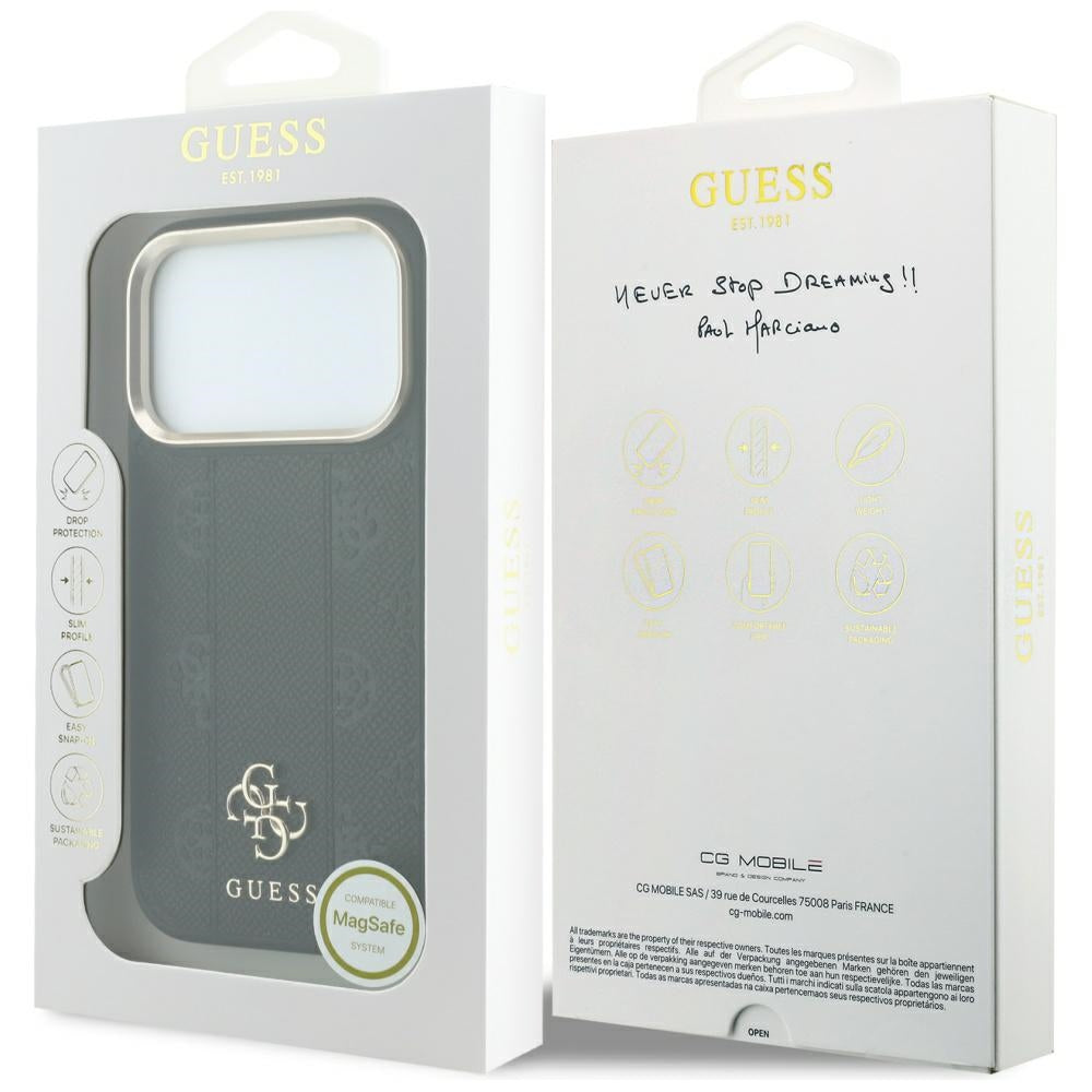 MagSafe futrola za Apple iPhone 18 Pro Max / 17 Pro Max, Guess, Stripe Peony 4G, Crna
