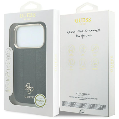 MagSafe futrola za Apple iPhone 18 Pro Max / 17 Pro Max, Guess, Stripe Peony 4G, Crna