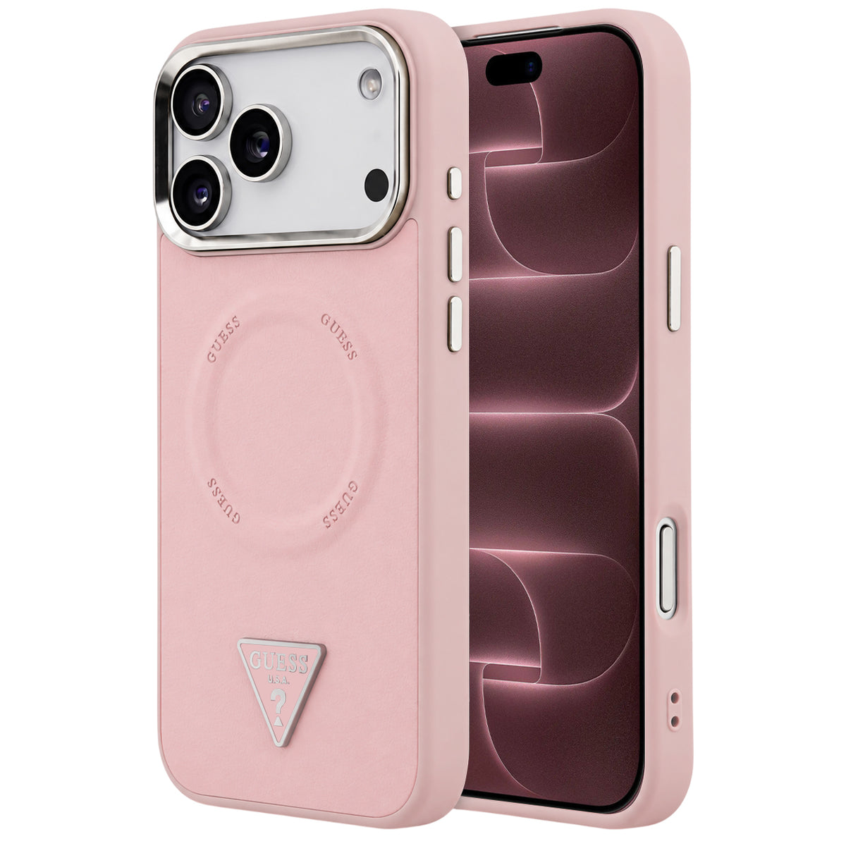 MagSafe maska za Apple iPhone 18 Pro Max / 17 Pro Max, Guess, Triangle Logo, roze
