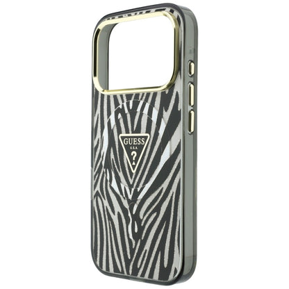 MagSafe futrola za Apple iPhone 18 Pro Max / 17 Pro Max, Guess, Zebra Glitter Triangle Logo, Srebrna