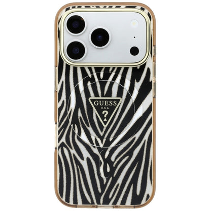 MagSafe futrola za Apple iPhone 18 Pro Max / 17 Pro Max, Guess, Zebra Glitter Triangle Logo, Zlatna