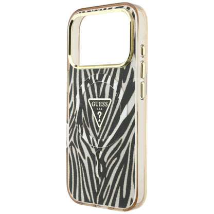 MagSafe futrola za Apple iPhone 18 Pro Max / 17 Pro Max, Guess, Zebra Glitter Triangle Logo, Zlatna