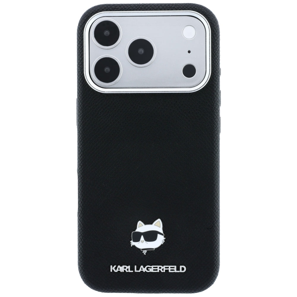MagSafe maska za Apple iPhone 18 Pro Max / 17 Pro Max, Karl Lagerfeld, Grained Choupette Head Metal, crna