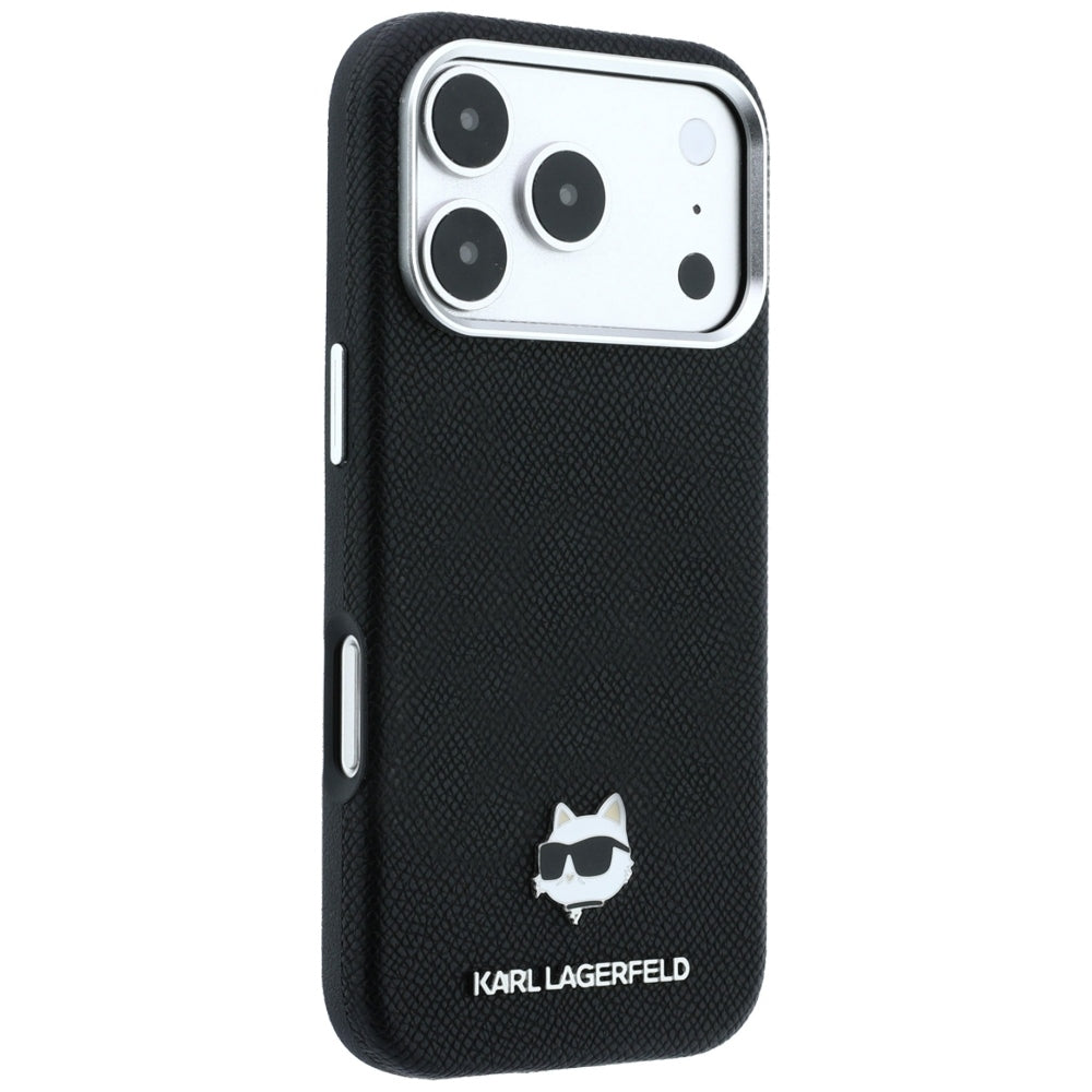 MagSafe maska za Apple iPhone 18 Pro Max / 17 Pro Max, Karl Lagerfeld, Grained Choupette Head Metal, crna