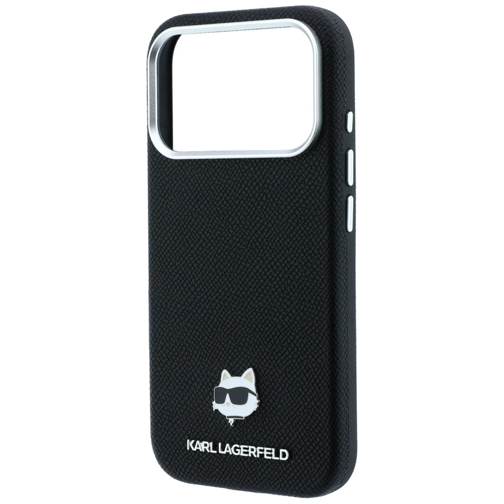 MagSafe maska za Apple iPhone 18 Pro Max / 17 Pro Max, Karl Lagerfeld, Grained Choupette Head Metal, crna