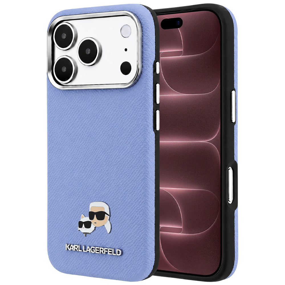 MagSafe futrola za Apple iPhone 18 Pro Max / 17 Pro Max, Karl Lagerfeld, Grained Karl & Choupette Head's Metal, Plava