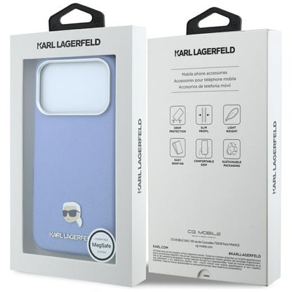 MagSafe futrola za Apple iPhone 18 Pro Max / 17 Pro Max, Karl Lagerfeld, Grained Karl Head's Metal, Plava