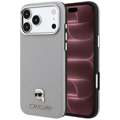 MagSafe futrola za Apple iPhone 18 Pro Max / 17 Pro Max, Karl Lagerfeld, Grained Karl Head's Metal, Siva