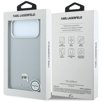 MagSafe futrola za Apple iPhone 18 Pro Max / 17 Pro Max, Karl Lagerfeld, Grained Karl Head's Metal, Siva