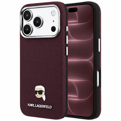 MagSafe futrola za Apple iPhone 18 Pro Max / 17 Pro Max, Karl Lagerfeld, Grained Karl Head's Metal, Bordo