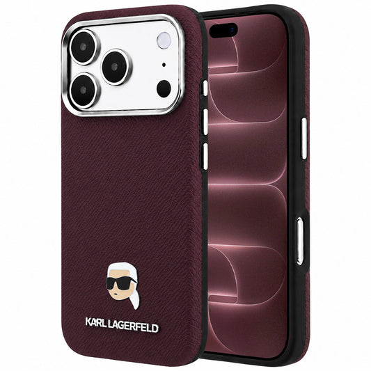 MagSafe futrola za Apple iPhone 18 Pro Max / 17 Pro Max, Karl Lagerfeld, Grained Karl Head's Metal, Bordo