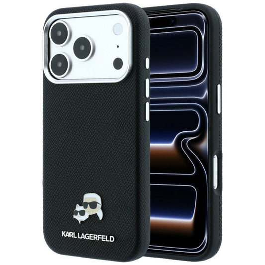 MagSafe futrola za Apple iPhone 18 Pro Max / 17 Pro Max, Karl Lagerfeld, Grained KC Heads, Crna