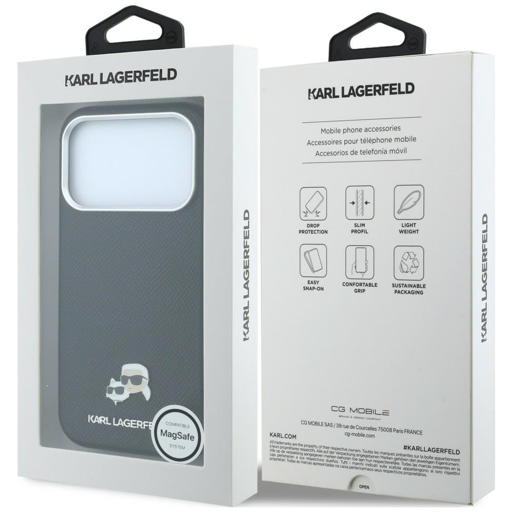 MagSafe futrola za Apple iPhone 18 Pro Max / 17 Pro Max, Karl Lagerfeld, Grained KC Heads, Crna