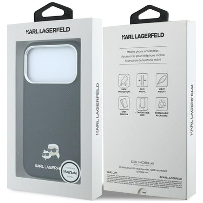MagSafe futrola za Apple iPhone 18 Pro Max / 17 Pro Max, Karl Lagerfeld, Grained KC Heads, Crna