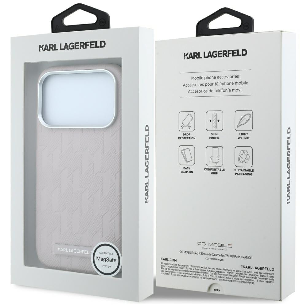 MagSafe futrola za Apple iPhone 18 Pro Max / 17 Pro Max, Karl Lagerfeld, Grained Mono Resin Logo, Roze