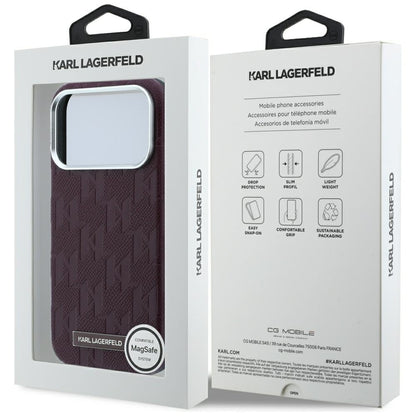MagSafe futrola za Apple iPhone 18 Pro Max / 17 Pro Max, Karl Lagerfeld, Grained Mono Resin Logo, Bordo