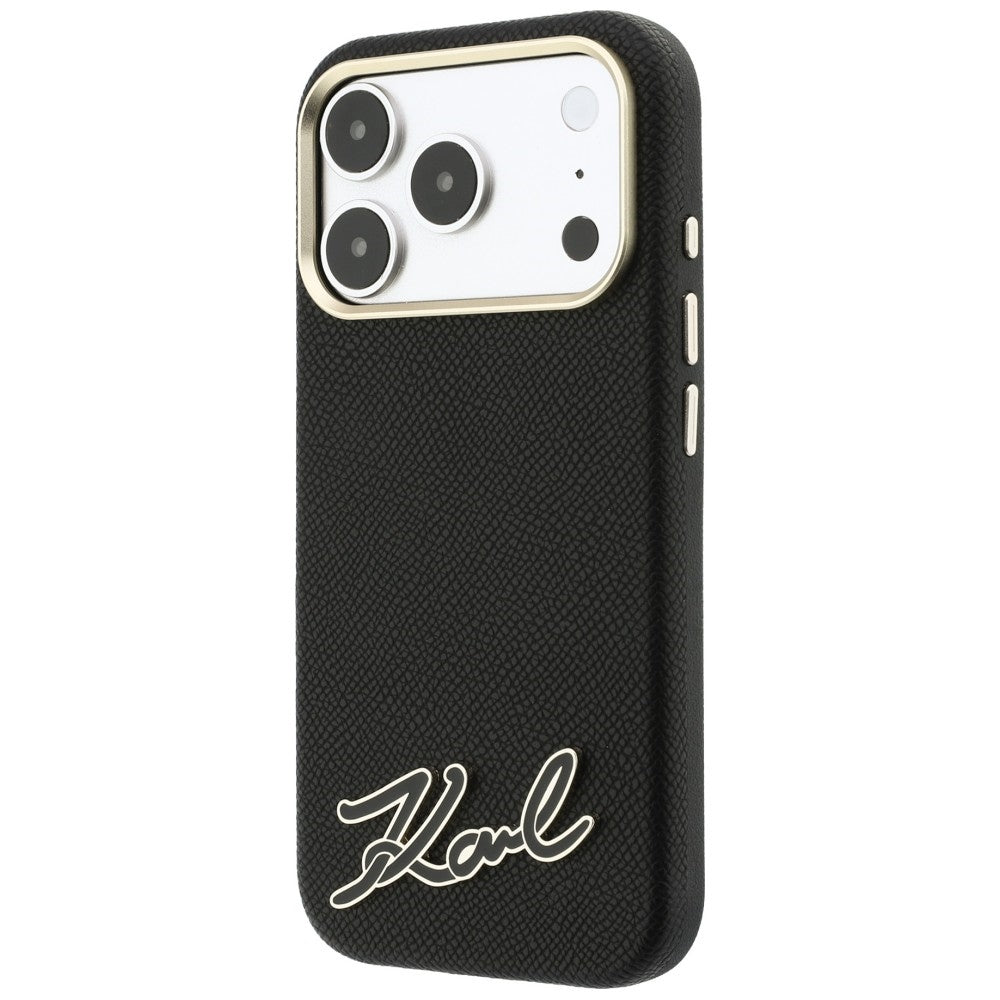 MagSafe maska za Apple iPhone 18 Pro Max / 17 Pro Max, Karl Lagerfeld, Grained Resin Sign Logo, crna