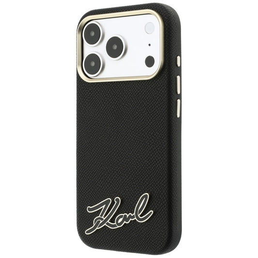 MagSafe maska za Apple iPhone 18 Pro Max / 17 Pro Max, Karl Lagerfeld, Grained Resin Sign Logo, crna