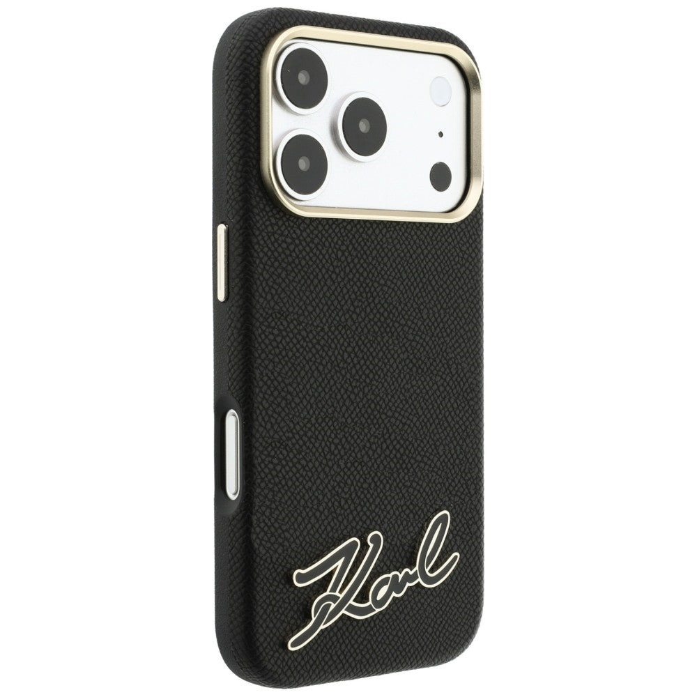 MagSafe maska za Apple iPhone 18 Pro Max / 17 Pro Max, Karl Lagerfeld, Grained Resin Sign Logo, crna