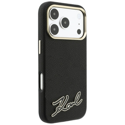 MagSafe maska za Apple iPhone 18 Pro Max / 17 Pro Max, Karl Lagerfeld, Grained Resin Sign Logo, crna