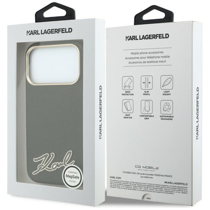 MagSafe maska za Apple iPhone 18 Pro Max / 17 Pro Max, Karl Lagerfeld, Grained Resin Sign Logo, crna