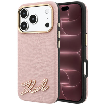 MagSafe maska za Apple iPhone 18 Pro Max / 17 Pro Max, Karl Lagerfeld, Grained Resin Sign Logo, roze