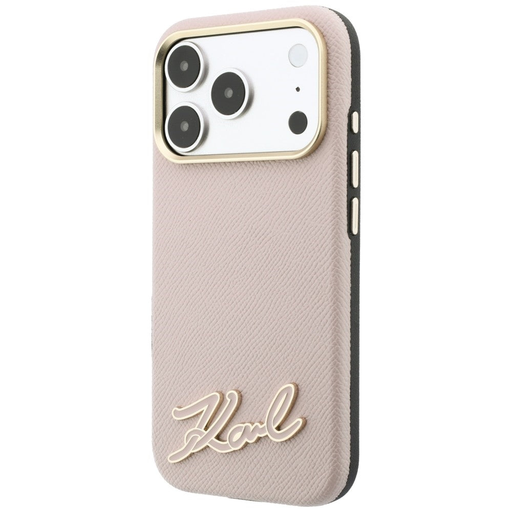 MagSafe maska za Apple iPhone 18 Pro Max / 17 Pro Max, Karl Lagerfeld, Grained Resin Sign Logo, roze