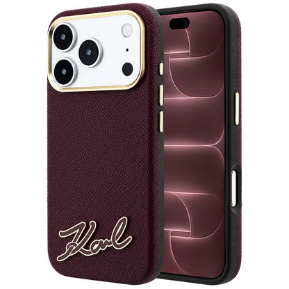 MagSafe futrola za Apple iPhone 18 Pro Max / 17 Pro Max, Karl Lagerfeld, Grained Resin Sign Logo, Bordo