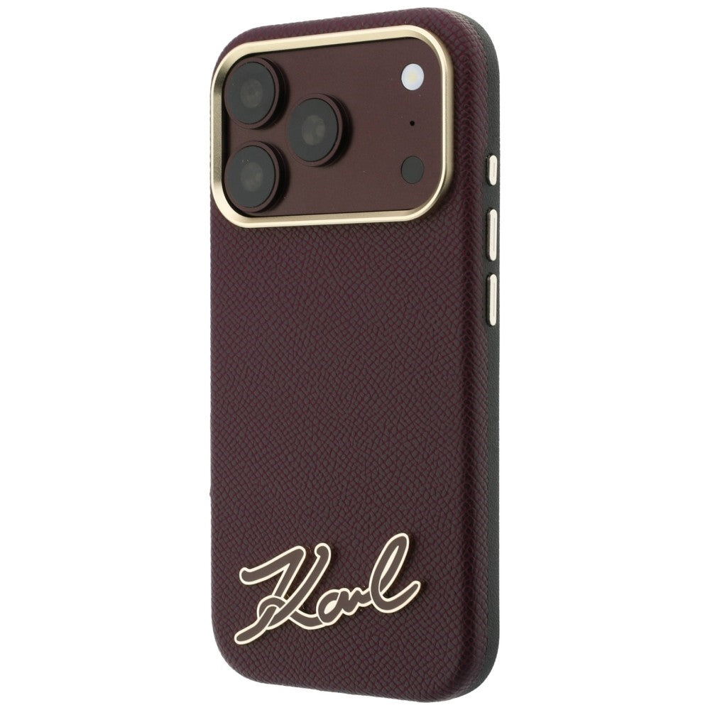 MagSafe futrola za Apple iPhone 18 Pro Max / 17 Pro Max, Karl Lagerfeld, Grained Resin Sign Logo, Bordo
