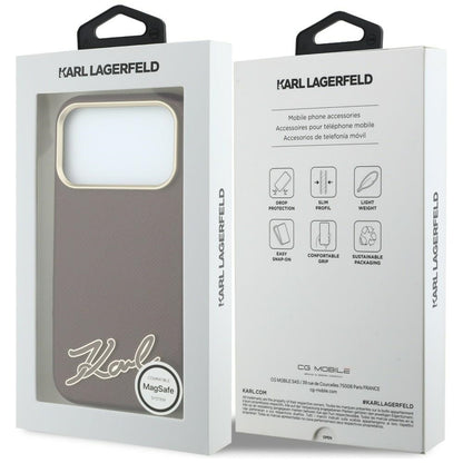 MagSafe futrola za Apple iPhone 18 Pro Max / 17 Pro Max, Karl Lagerfeld, Grained Resin Sign Logo, Bordo