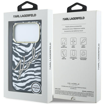 MagSafe futrola za Apple iPhone 18 Pro Max / 17 Pro Max, Karl Lagerfeld, HC IML Signature Zebra Glitter Gold, Crna