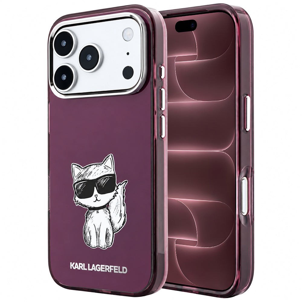 MagSafe futrola za Apple iPhone 18 Pro Max / 17 Pro Max, Karl Lagerfeld, IML Choupette Body Sketch Print, Bordo