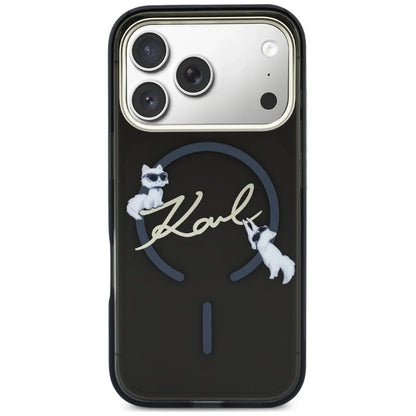 MagSafe futrola za Apple iPhone 18 Pro Max / 17 Pro Max, Karl Lagerfeld, IML Choupette Karl Script Logo, Crna