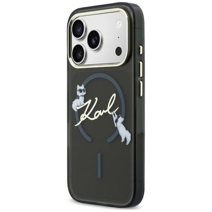 MagSafe futrola za Apple iPhone 18 Pro Max / 17 Pro Max, Karl Lagerfeld, IML Choupette Karl Script Logo, Crna